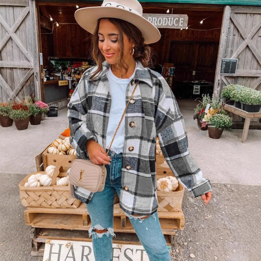 Damen Kariertes Flanellhemd Heidi-Mode