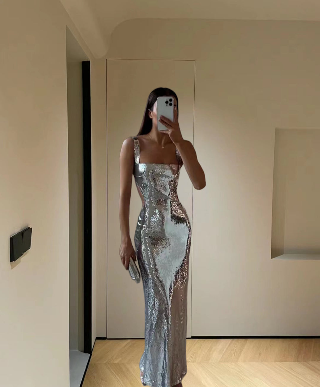 Damen Glamouröses Abendkleid mit schimmernder Paillettenverzierung Heidi-Mode