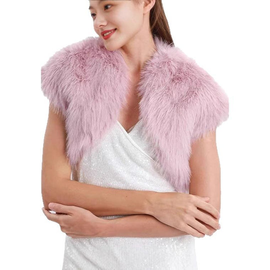 Damen Flauschige Kunstpelzweste im offenen Design Heidi-Mode