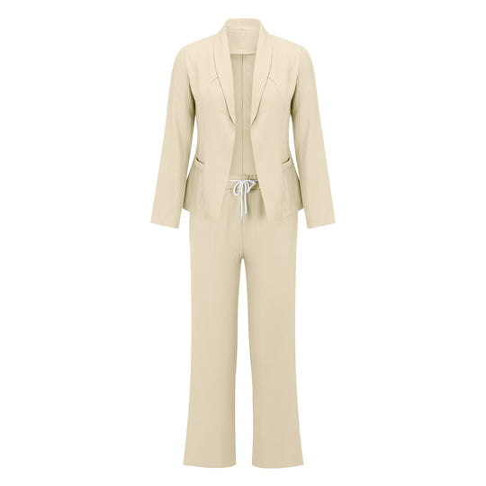 Damen eleganter Jumpsuit mit Blazer-Optik und verstellbarem Taillenzug Heidi-Mode