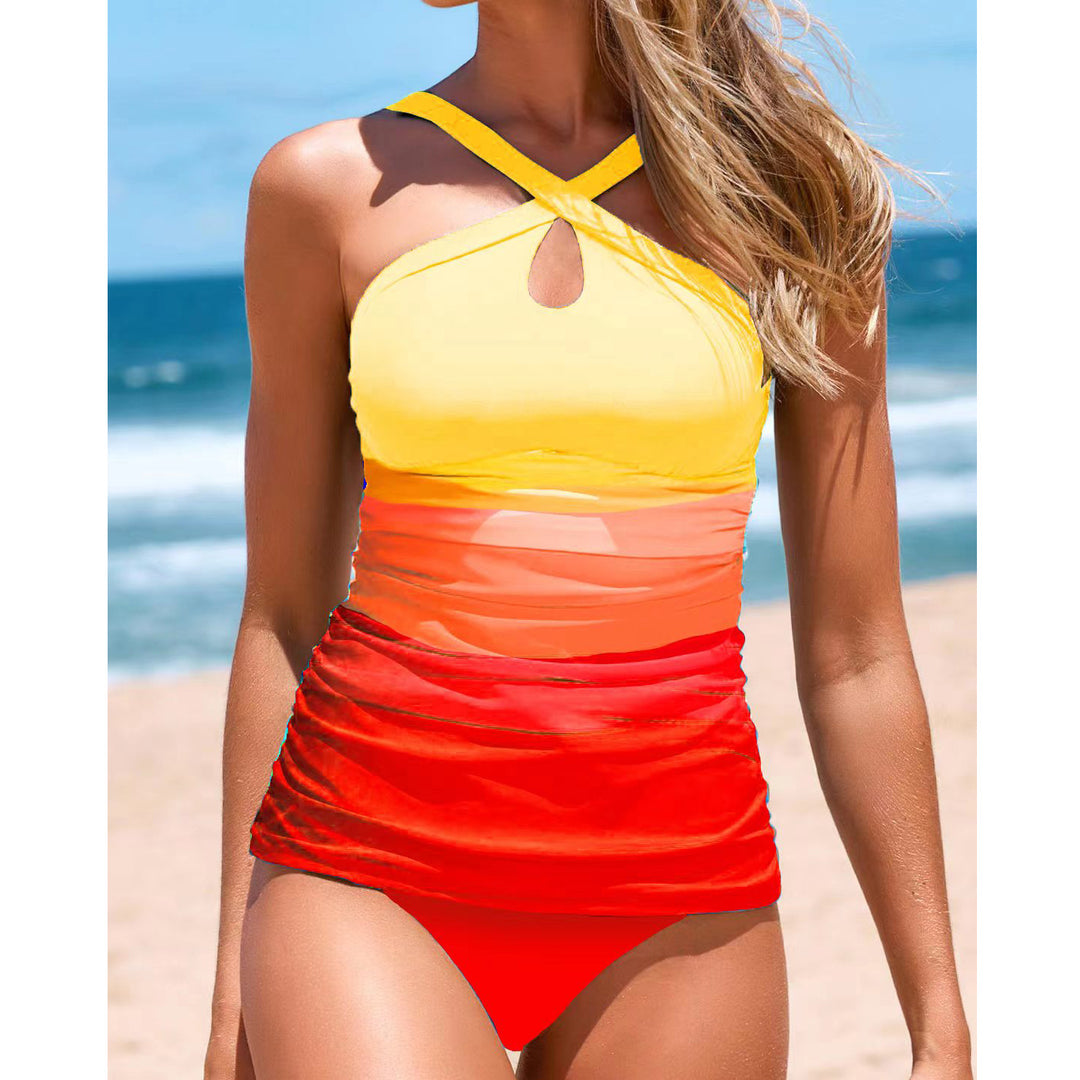 Damen Cross-Back Raffung Tankini Set Heidi-Mode