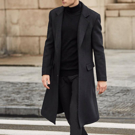 Herren eleganter lang geschnittener Wollmantel Heidi-Mode
