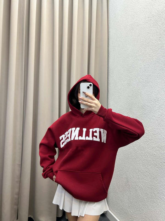 Damen Hoodie mit großem Logo und Kängurutasche Heidi-Mode