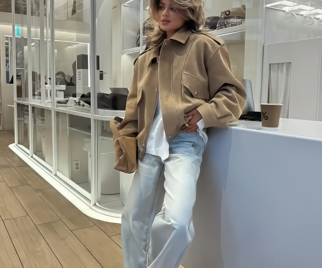 Damen Oversize Jacke mit funktionalen Taschen und weichem Futter Heidi-Mode
