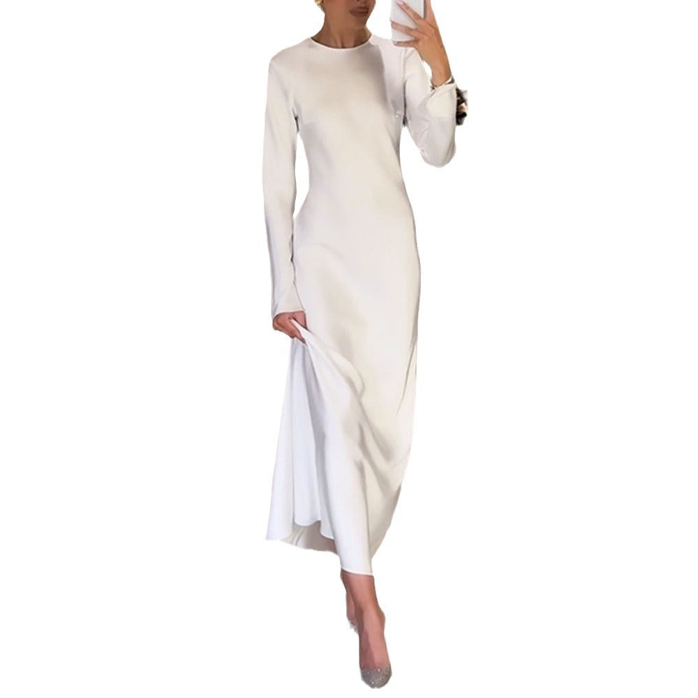 Damen elegantes Maxikleid mit schickem Stehkragen und langem Schnitt Heidi-Mode