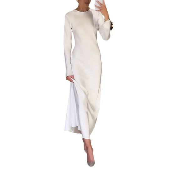 Damen elegantes Maxikleid mit schickem Stehkragen und langem Schnitt Heidi-Mode