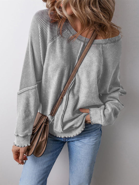 Damen lässiger Pullover mit weitem Ausschnitt Heidi-Mode