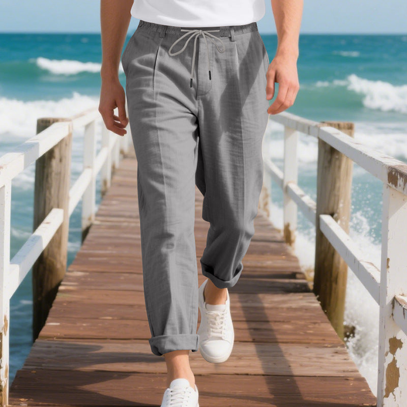 Herren Leichte Freizeithose mit elastischem Bund und seitlichem Kordelzug Heidi-Mode