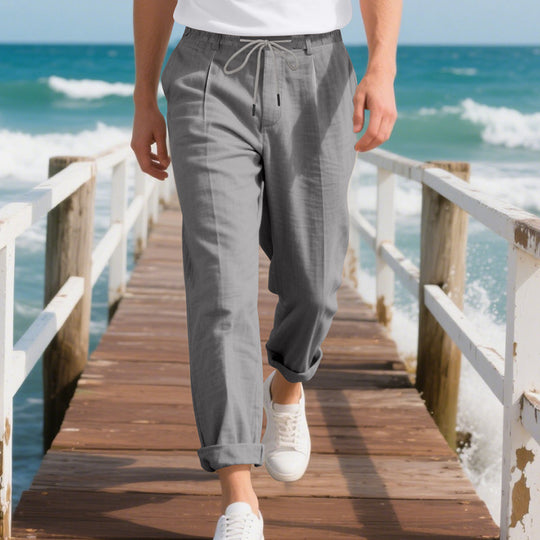 Herren Leichte Freizeithose mit elastischem Bund und seitlichem Kordelzug Heidi-Mode