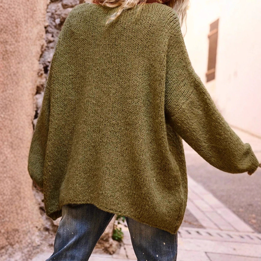 Damen lässiger Oversized-Pullover mit Herzapplikationen Heidi-Mode
