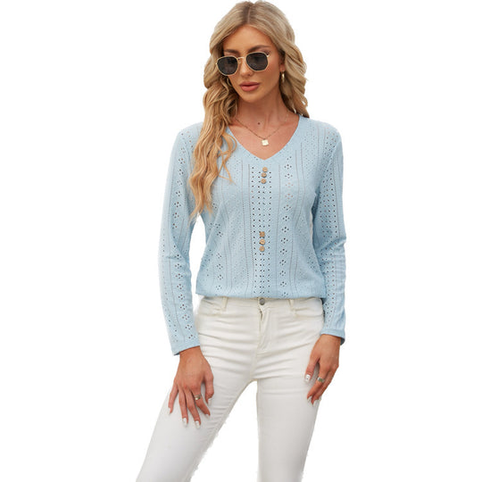 Damen luftiges Blusenshirt mit Knopfdetails Heidi-Mode