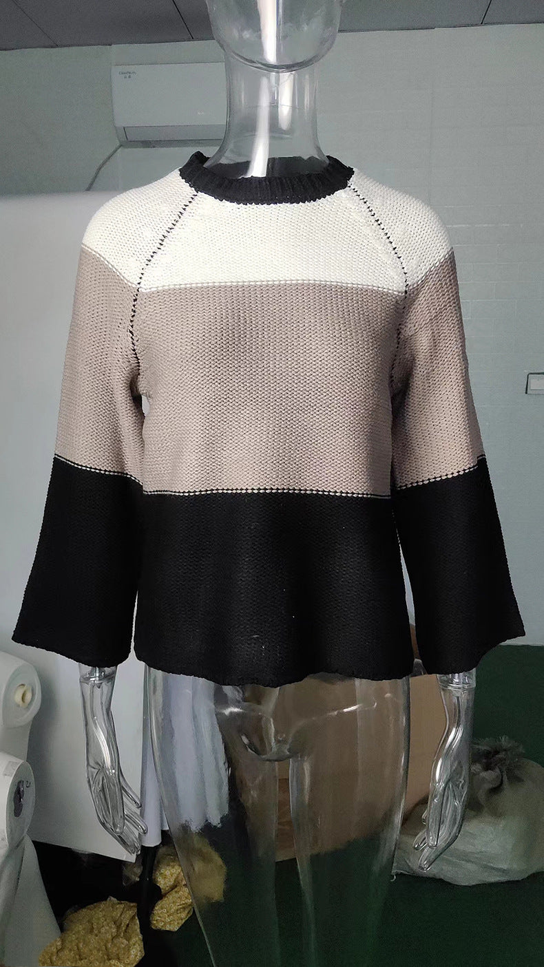 Damen lässiger Pullover mit weitem Schnitt und modischem Farbblockdesign Heidi-Mode