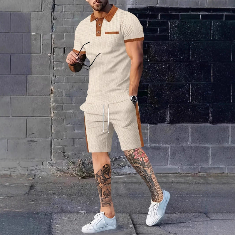 Herren Poloshirt und Shorts Set mit stylischem Kontrastdesign Heidi-Mode