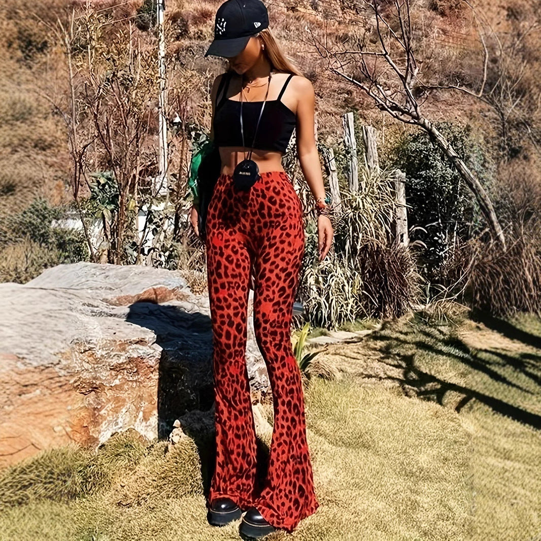 Damen Flared Leggings mit trendigem Leopardenmuster Heidi-Mode