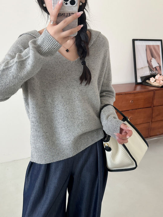 Damen Lässiger V-Ausschnitt Strickpullover Heidi-Mode