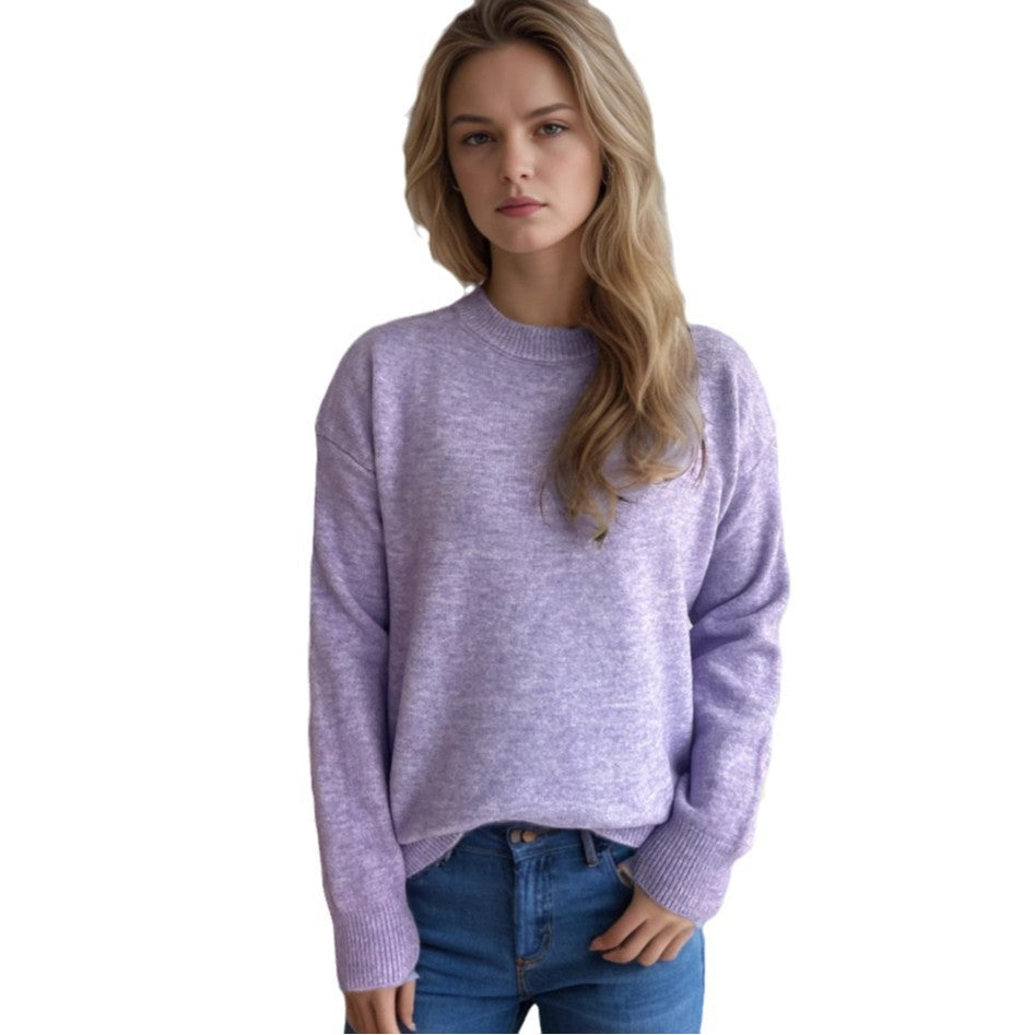 Damen lässiger Pullover mit weitem Schnitt und modernem Rippstrickdesign Heidi-Mode
