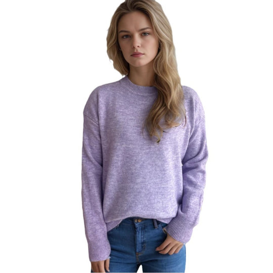 Damen lässiger Pullover mit weitem Schnitt und modernem Rippstrickdesign Heidi-Mode
