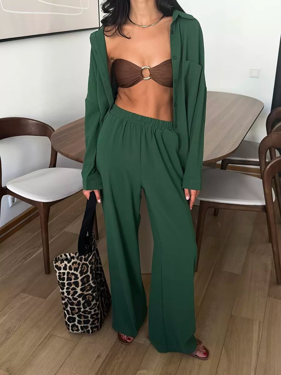 Damen lässige Bluse im Oversized-Stil mit Taschen Heidi-Mode