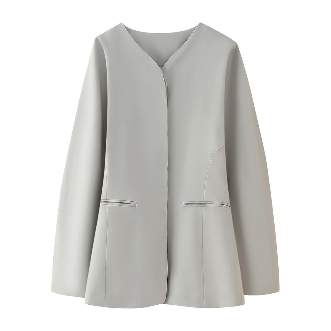 Damen modische Jacke mit minimalistischer Schnittführung und seitlichen Taschen Heidi-Mode