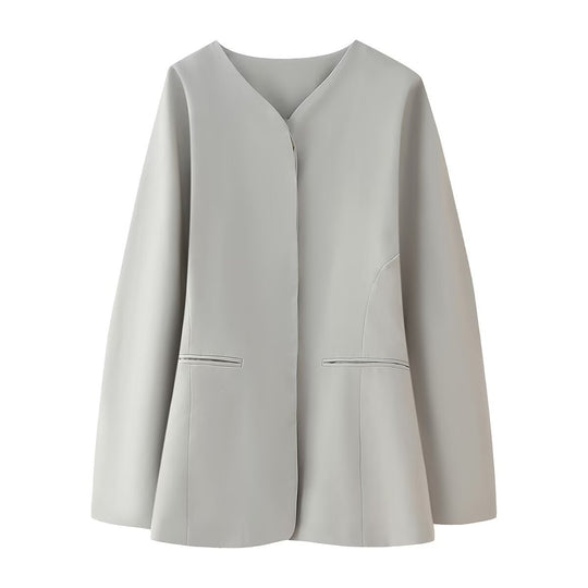 Damen modische Jacke mit minimalistischer Schnittführung und seitlichen Taschen Heidi-Mode