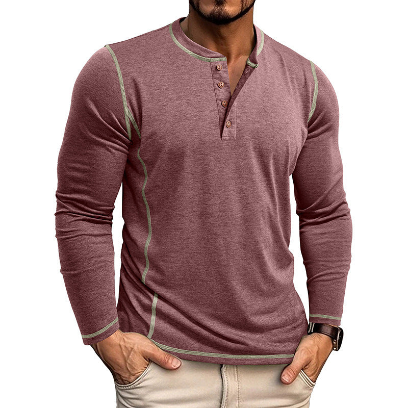 Herren Langarmshirt mit Knopfleiste Heidi-Mode