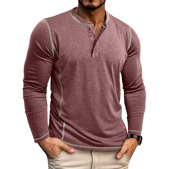 Herren Langarmshirt mit Knopfleiste Heidi-Mode