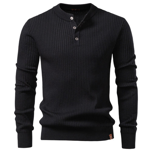 Herren Strickpullover mit feinem Rippenmuster und modischem Knopfdetail Heidi-Mode