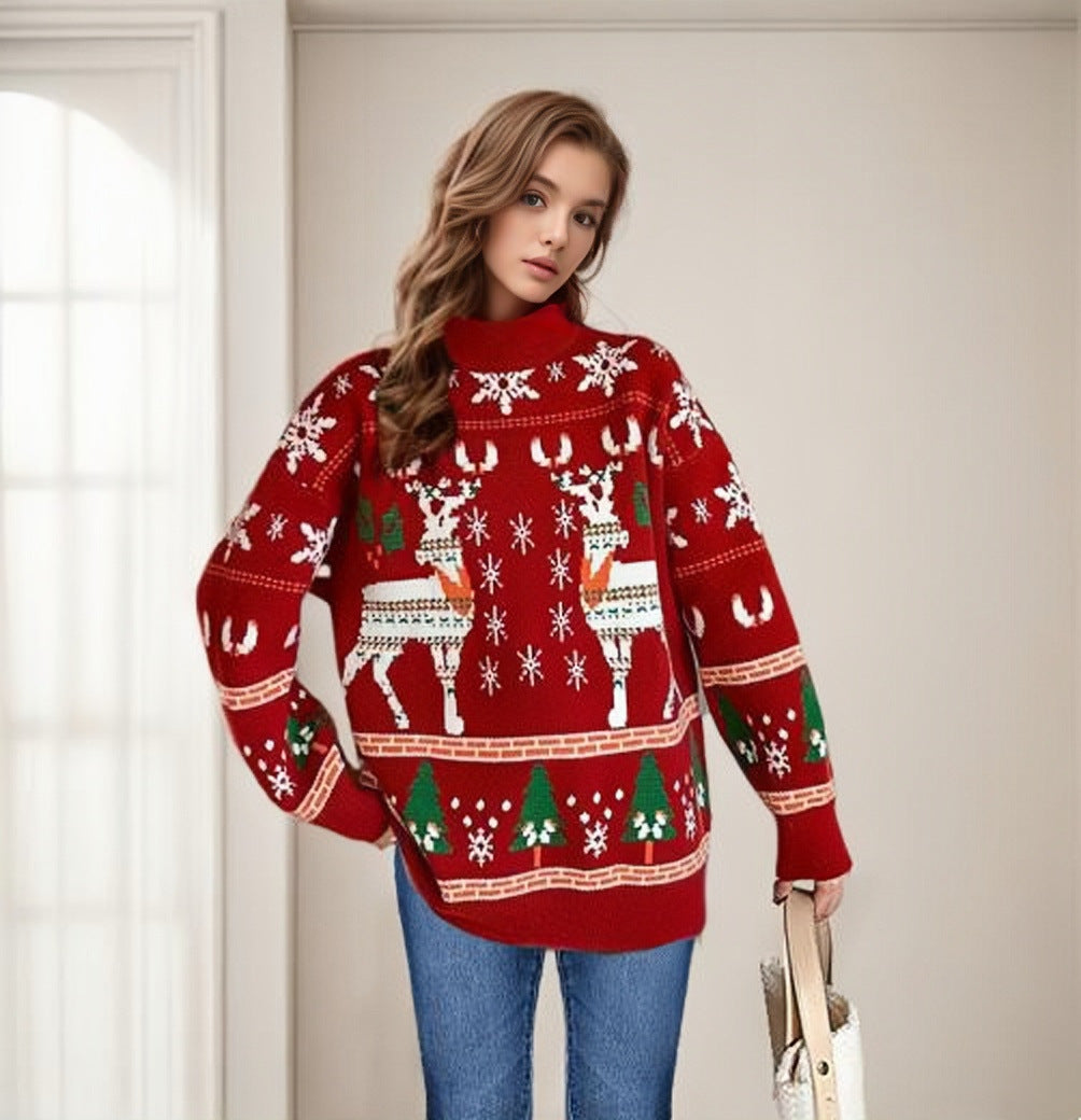 Damen festlicher Pullover mit einzigartigem Weihnachtsmotiv Heidi-Mode