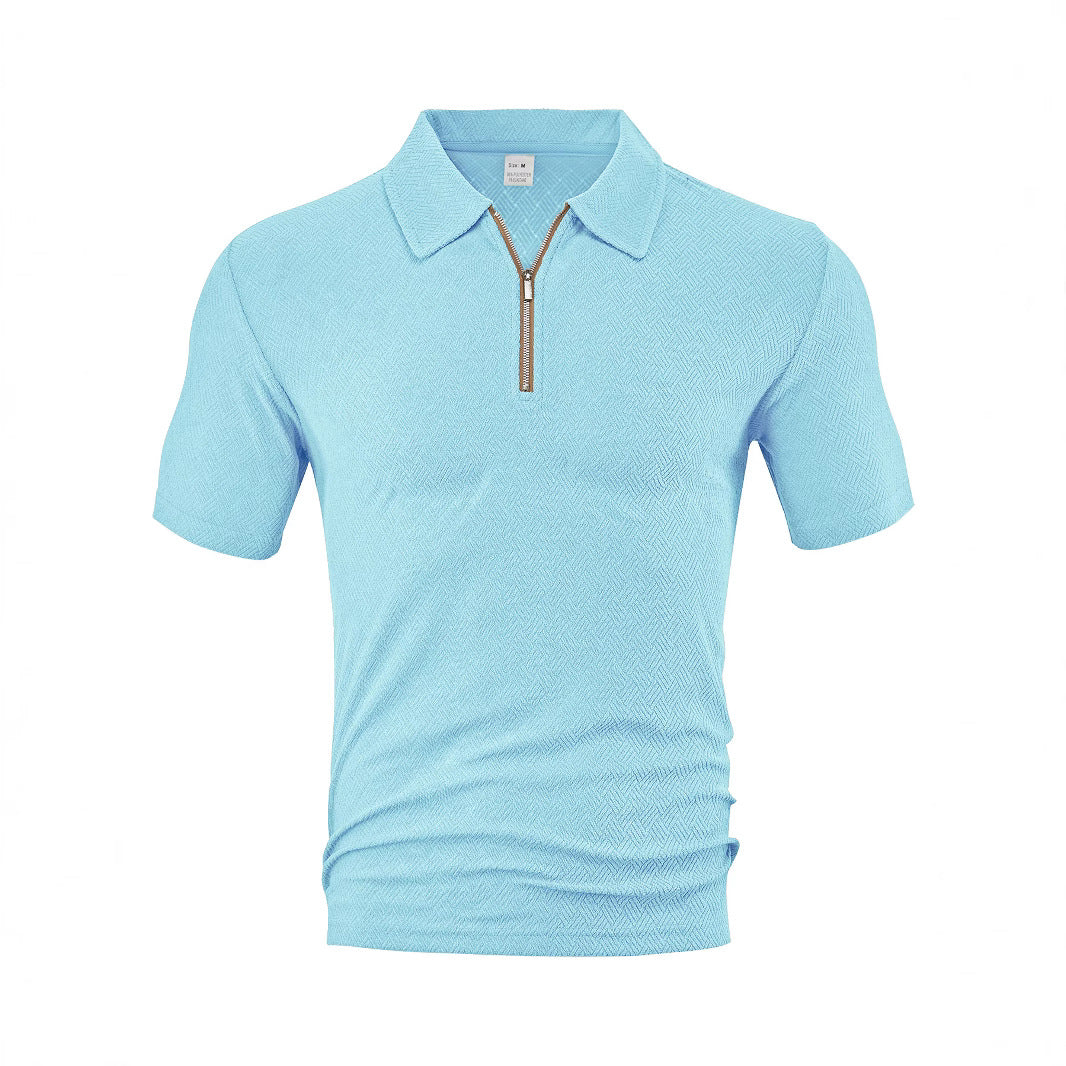 Herren Polo-Shirt mit elegantem Reißverschluss und strukturiertem Design Heidi-Mode