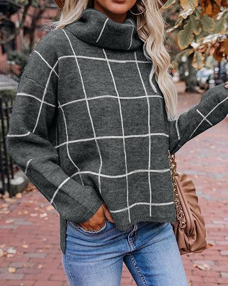 Damen Kariertes Hoodie mit Taschen und lässigem Schnitt Heidi-Mode
