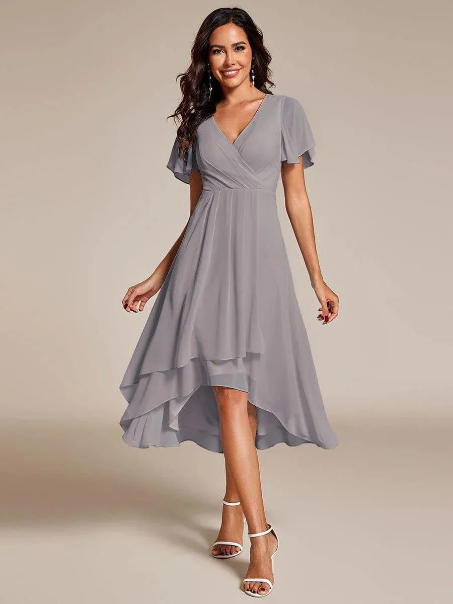 Damen Elegantes Wickelkleid mit asymmetrischem Saum Heidi-Mode