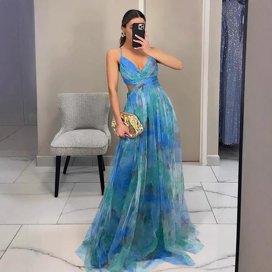 Damen Elegantes und florales Abendkleid mit schmeichelndem Schnitt Heidi-Mode