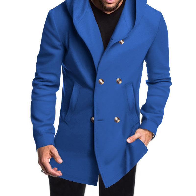 Herren Modische Doppelreihige Jacke mit Kapuze Heidi-Mode