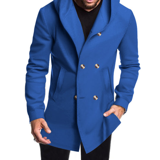 Herren Modische Doppelreihige Jacke mit Kapuze Heidi-Mode
