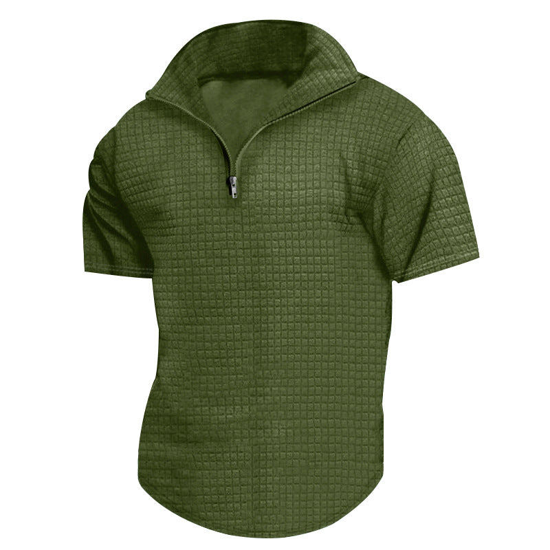 Herren konvertible Kurzarmjacke mit Reißverschluss und strukturiertem Design Heidi-Mode