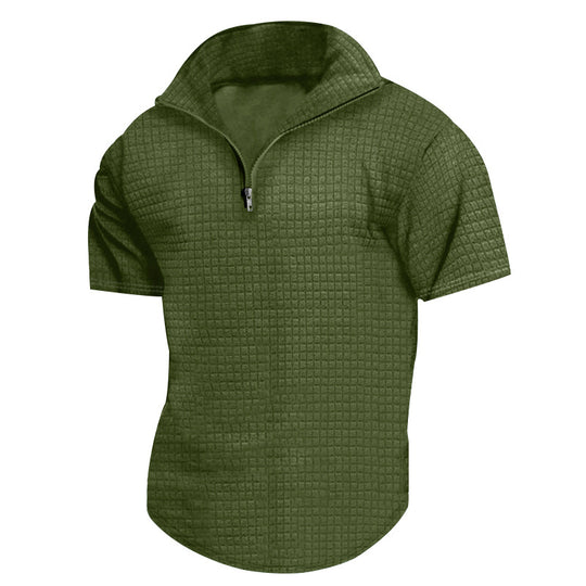 Herren konvertible Kurzarmjacke mit Reißverschluss und strukturiertem Design Heidi-Mode
