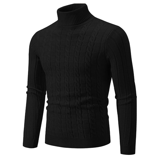 Herren Strickpullover mit hochgeschlossenem Kragen und Zopfmuster Heidi-Mode