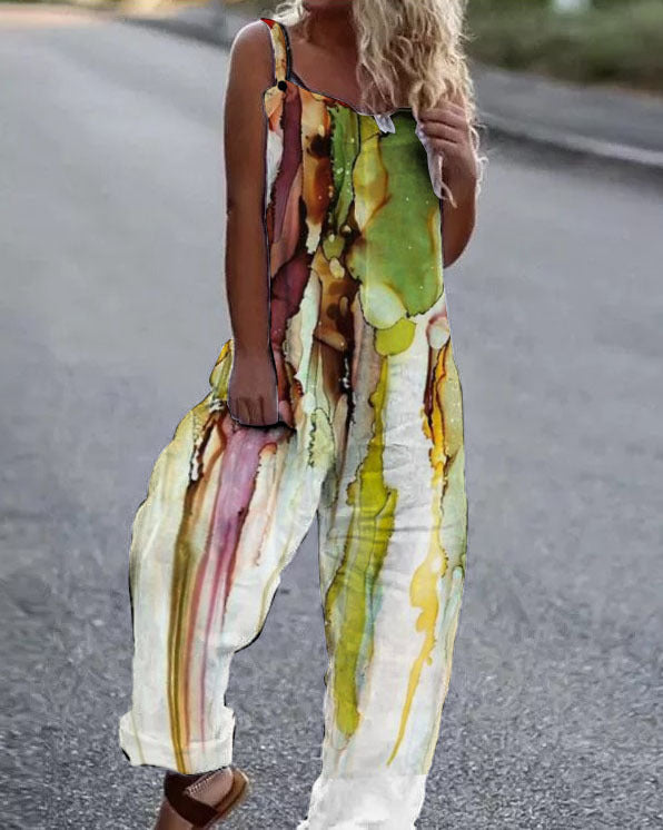 Heidi-Mode | Große Blumenmuster Leichte Stoff Latzhose