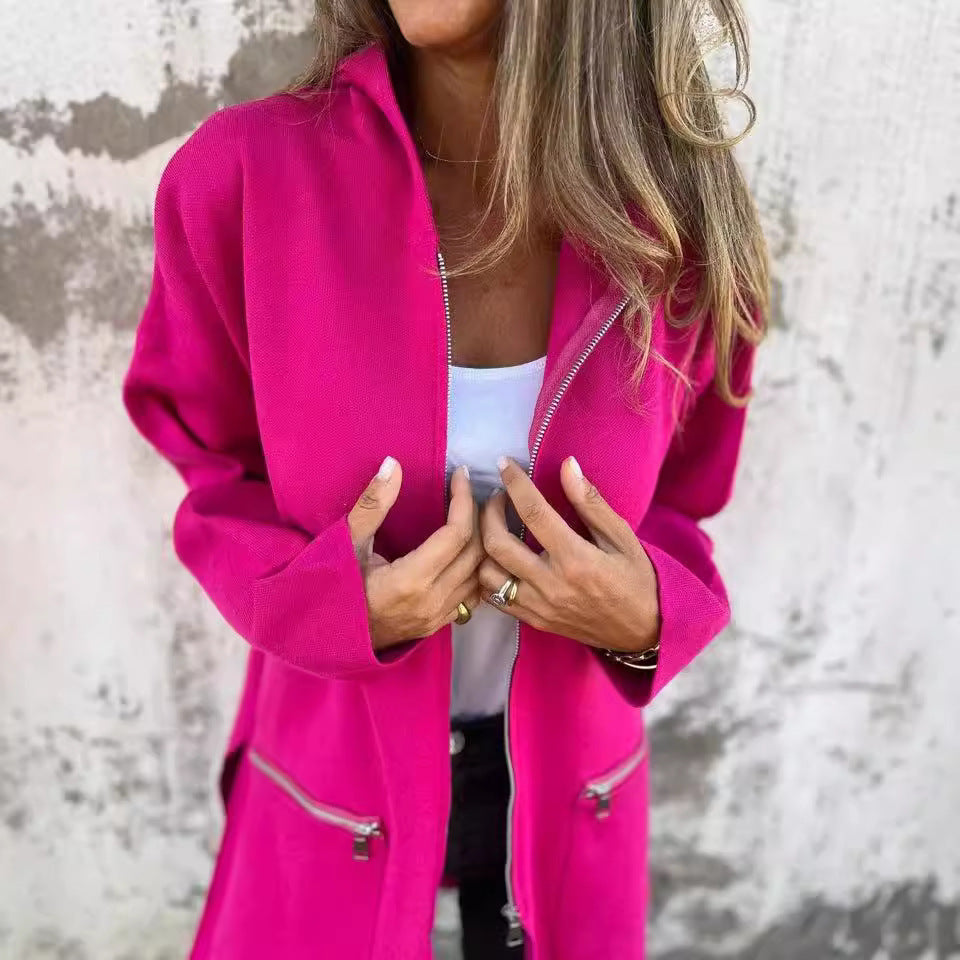 Damen Elegante Strickjacke mit Reißverschluss und Taschen Heidi-Mode