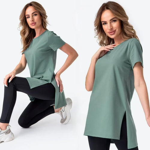 Damen Sportliches Longshirt mit seitlichen Schlitzen Heidi-Mode
