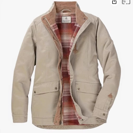 Damen lässige Utility-Jacke mit Karo-Innenfutter Heidi-Mode