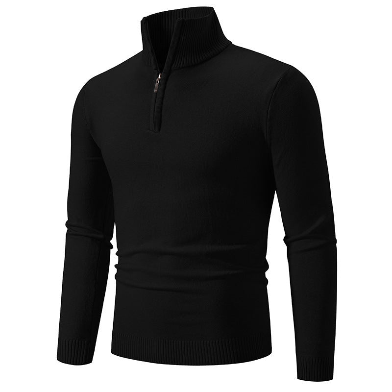 Herren modischer Rollkragenpullover mit Zipper und feiner Strickstruktur Heidi-Mode
