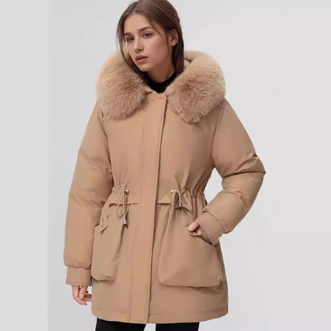 Damen isolierter Parka mit abnehmbarer Kapuze und luxuriösem Kunstfell Heidi-Mode