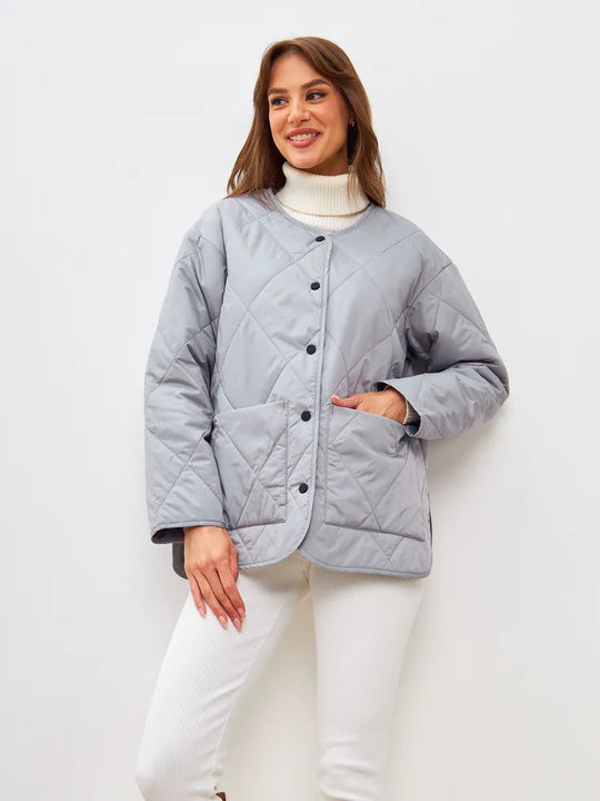 Damen gesteppte Freizeitjacke mit hoch geschlossenem Kragen und modischem Schnitt Heidi-Mode