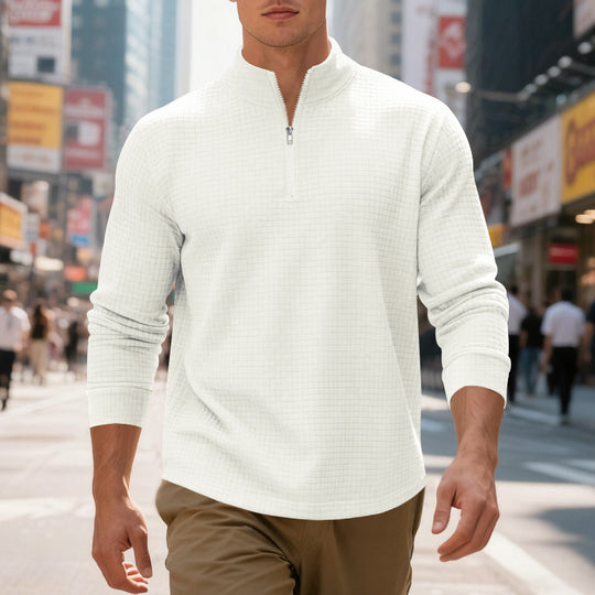 Herren funktionales Langarmshirt mit modernem Stehkragen und Reißverschluss Heidi-Mode
