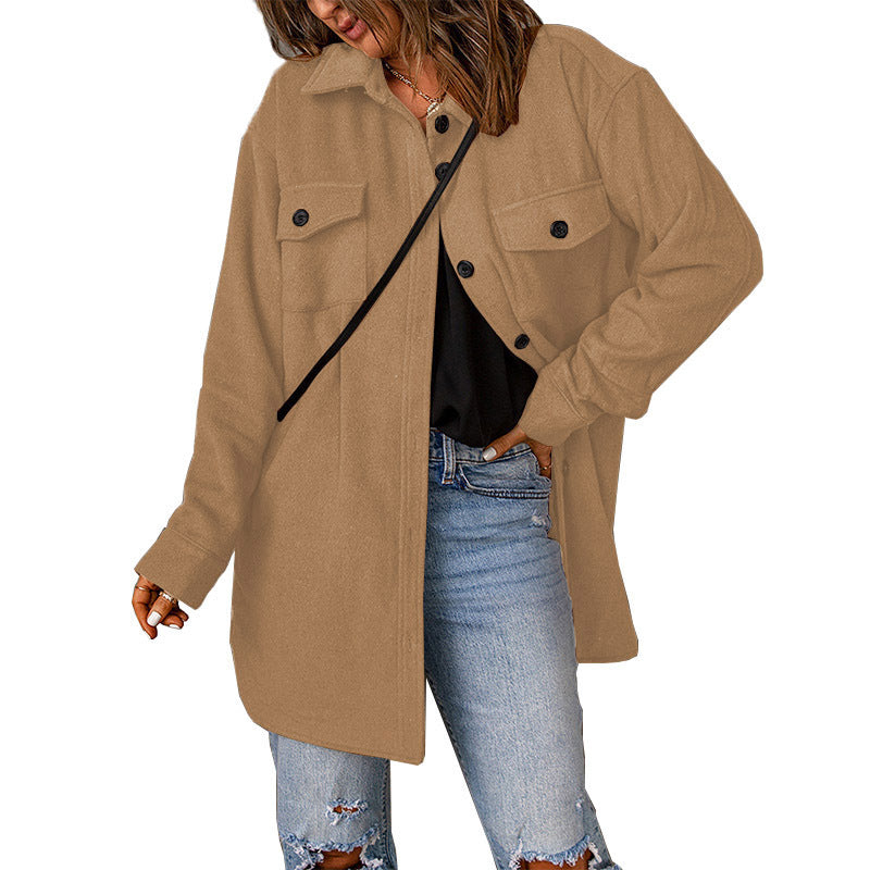 Damen Overshirt-Jacke mit praktischen Brusttaschen und schickem Schnitt Heidi-Mode