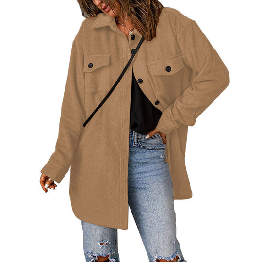 Damen Overshirt-Jacke mit praktischen Brusttaschen und schickem Schnitt Heidi-Mode