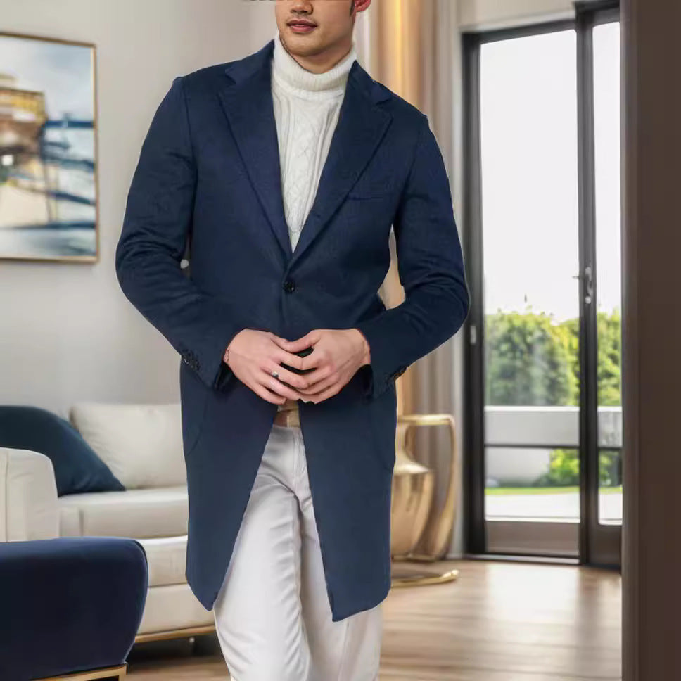 Herren eleganter Baumwolltrenchcoat mit edlen Taschen und modernem Schnitt Heidi-Mode