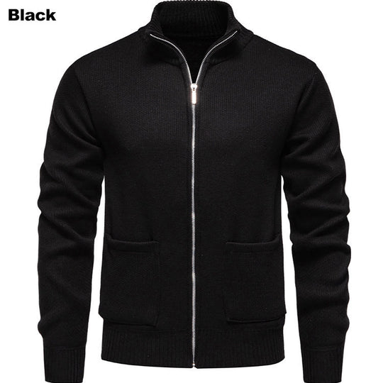 Herren Strickjacke mit durchgehendem Reißverschluss und seitlichen Taschen Heidi-Mode