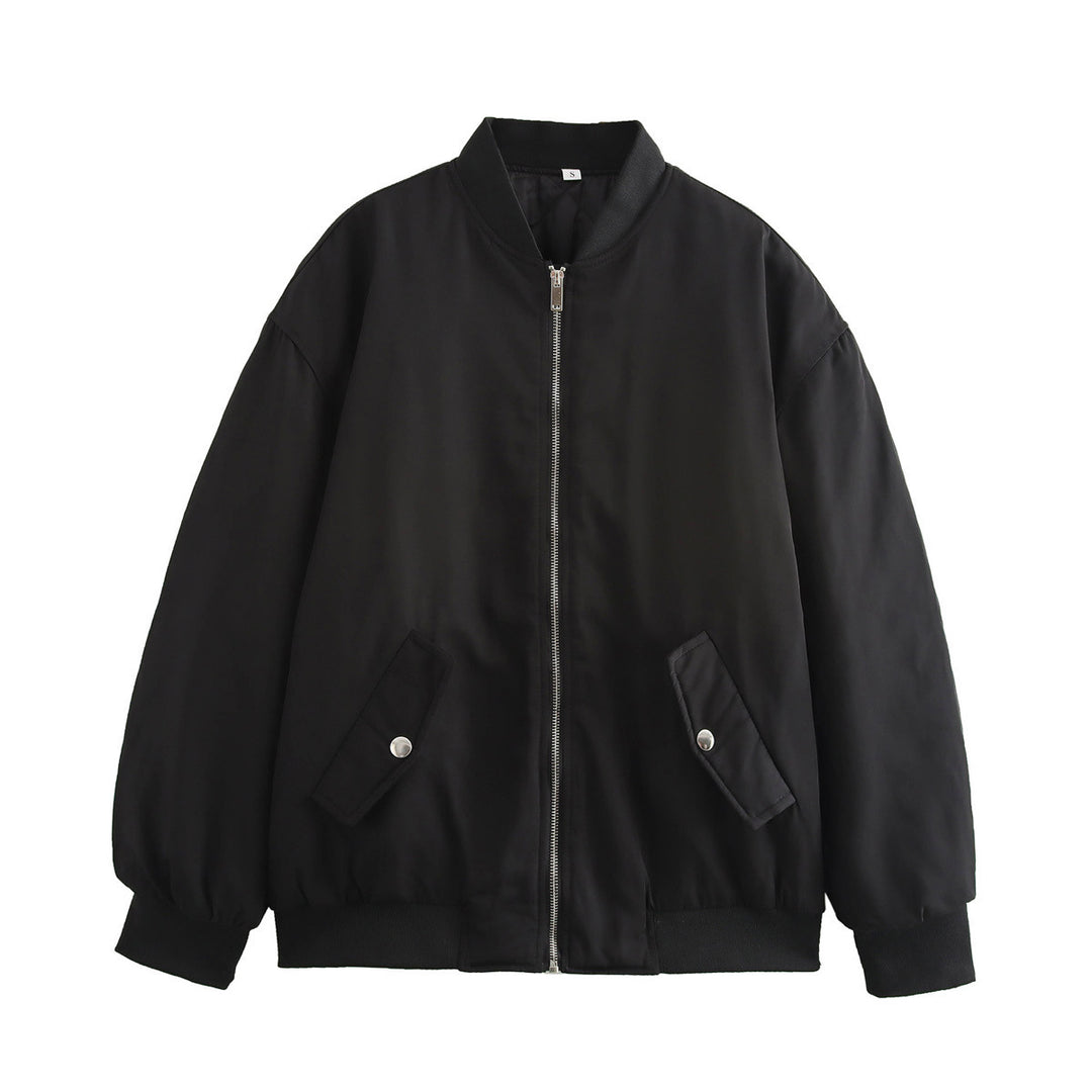 Damen lässige Bomberjacke mit elastischem Bund und praktischen Taschen Heidi-Mode